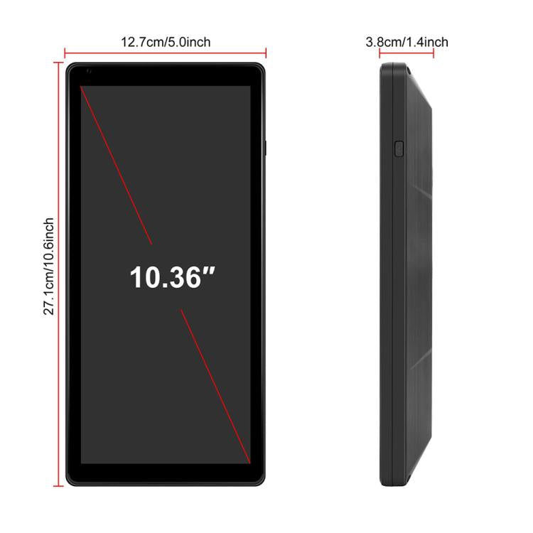 10.36-inch rectangular touchscreen monitor with slim side profile dimension diagram