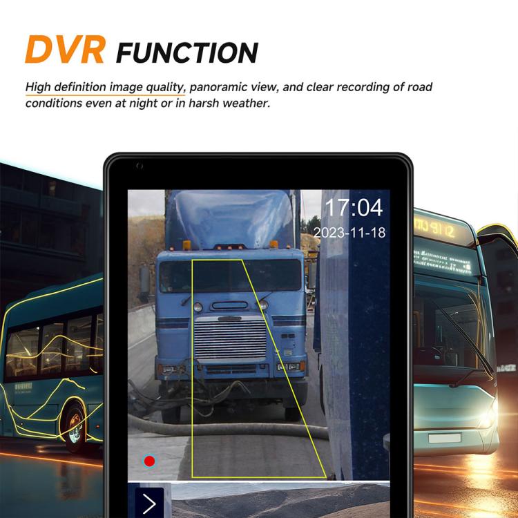 10.36-inch DVR touchscreen monitor showing live road view with on-screen controls