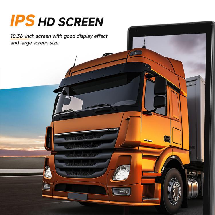 10.36-inch touchscreen rear-view monitor mounted on a truck dashboard