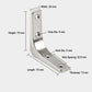 Stainless steel L-shaped shelf support brace with mounting holes, 3 in, with dimensions