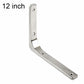 Stainless steel L-shaped shelf support brace with four mounting holes, 12 in