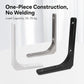 Two-piece corner shelf support brackets in silver and black with mounting screw holes