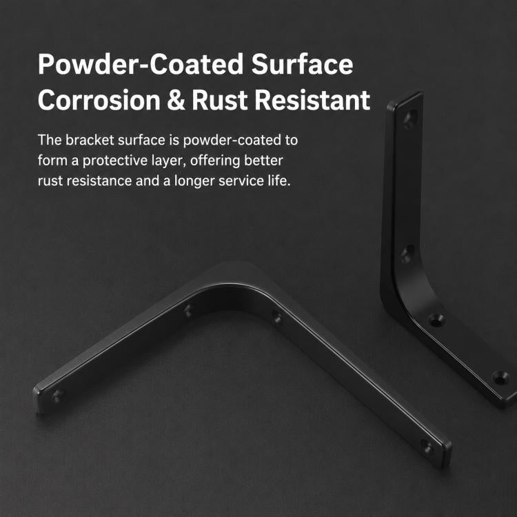 Powder-coated L-shaped wall shelf support bracket with protective corrosion-resistant finish