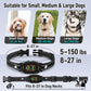 Black anti-bark dog collar with adjustable strap and size range for small to large