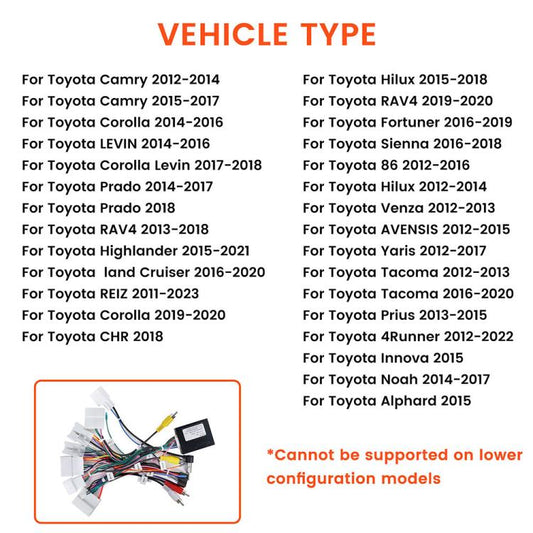 For Toyota Android Phone Large Screen Navigation Universal Power Speaker Cable, Entry-Level, High-Level