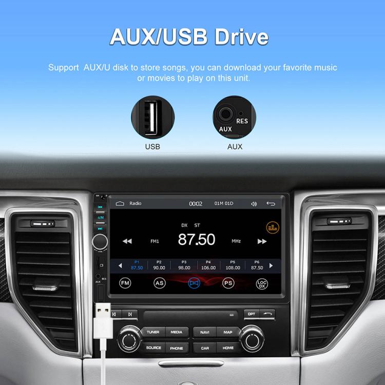 7 inch Car HD Touchable Screen Wireless Carplay Dual Spindle MP5 Player, Standard, Standard+Reversing Camera