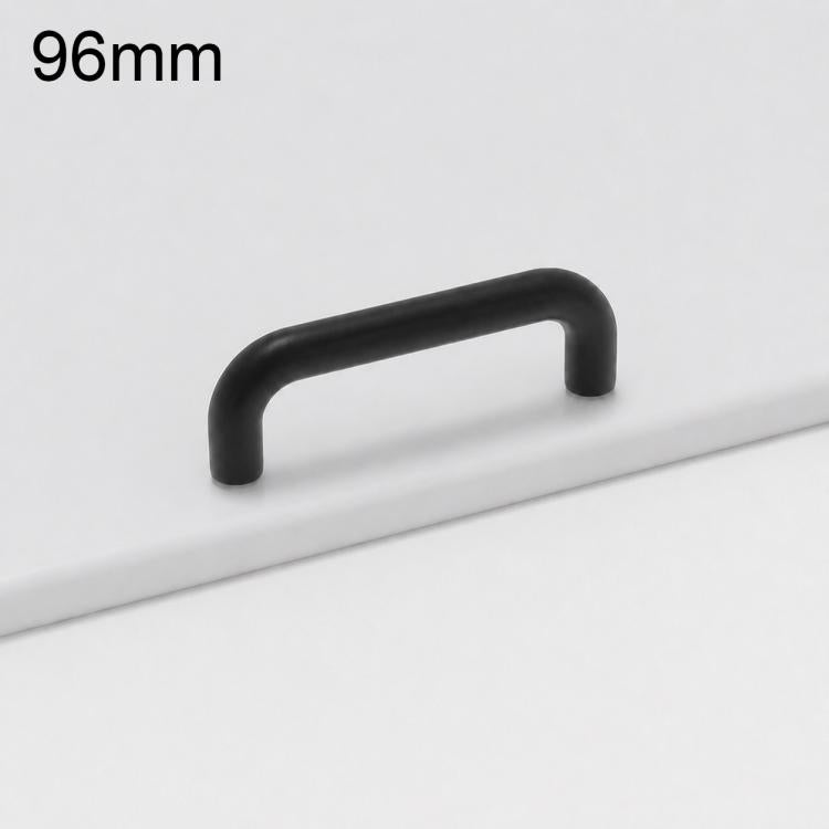 Cabinet door pull handle, black, 96mm curved bar