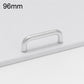Cabinet door pull handle, silver, 96mm curved bar