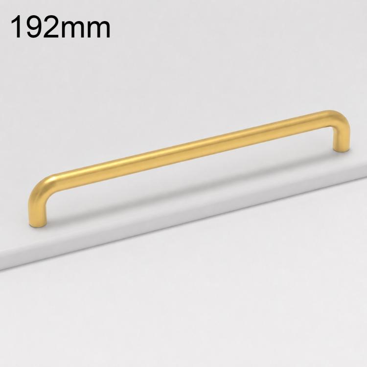 192mm aluminum cabinet pull handle in gold, curved U-shape with rounded ends