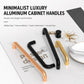 Aluminum cabinet pull handles in multiple colors, curved U-shape with rounded ends
