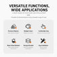 Infographic of aluminum cabinet handle benefits with icons for grip and corrosion resistance