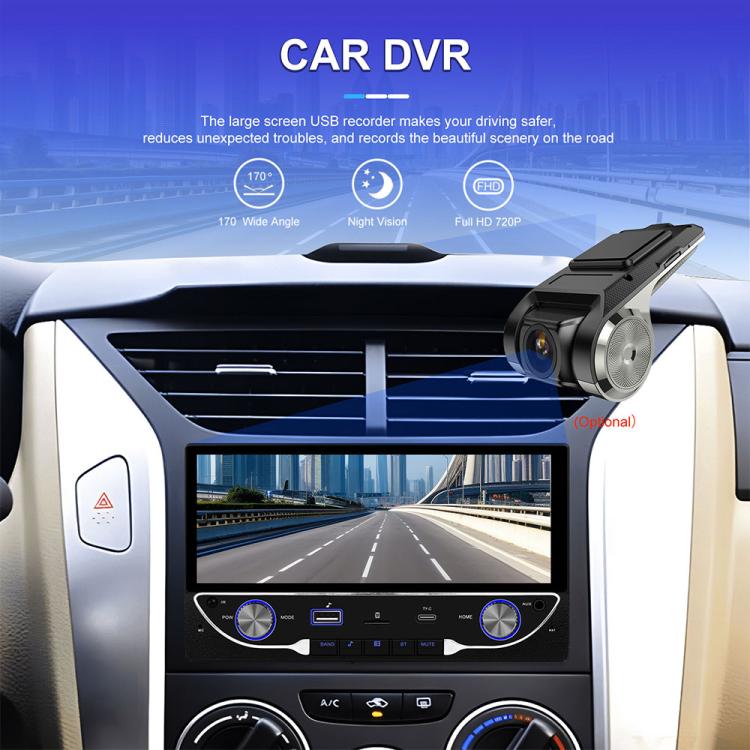 Car MP5 player with built-in car DVR camera and live dash view on screen