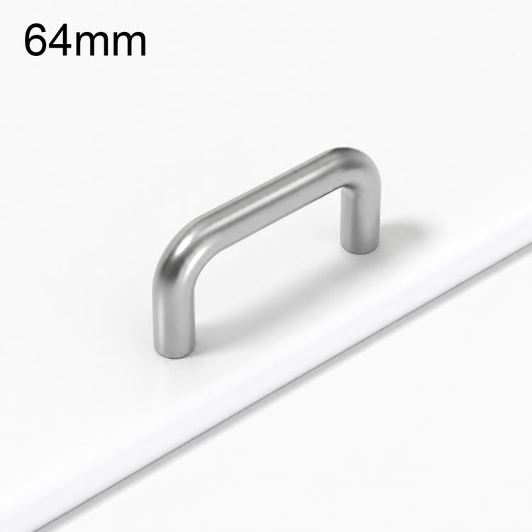 Stainless steel cabinet door pull handle, 64mm U-shaped bar.