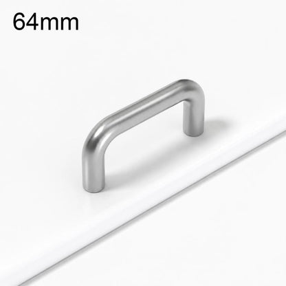 Stainless steel cabinet door pull handle, 64mm U-shaped bar.