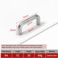 Stainless steel cabinet pull handle with 64mm length, U-shaped grip.