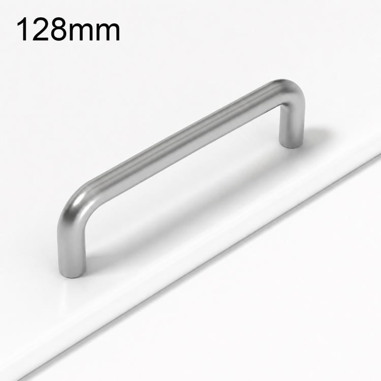Stainless steel cabinet door pull handle, 128mm U-shaped bar.