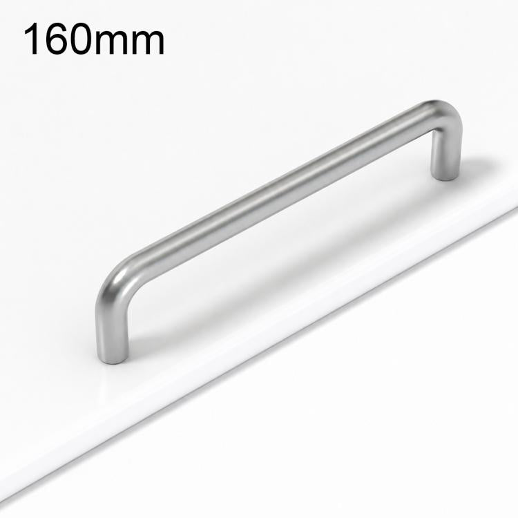 Stainless steel cabinet door pull handle, 160mm U-shaped bar.