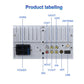 Car MP5 rear port labeling diagram with power, MIC, VIN, and USB