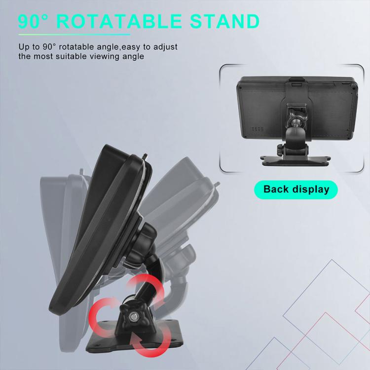 Portable car monitor with 90° rotatable stand and back display