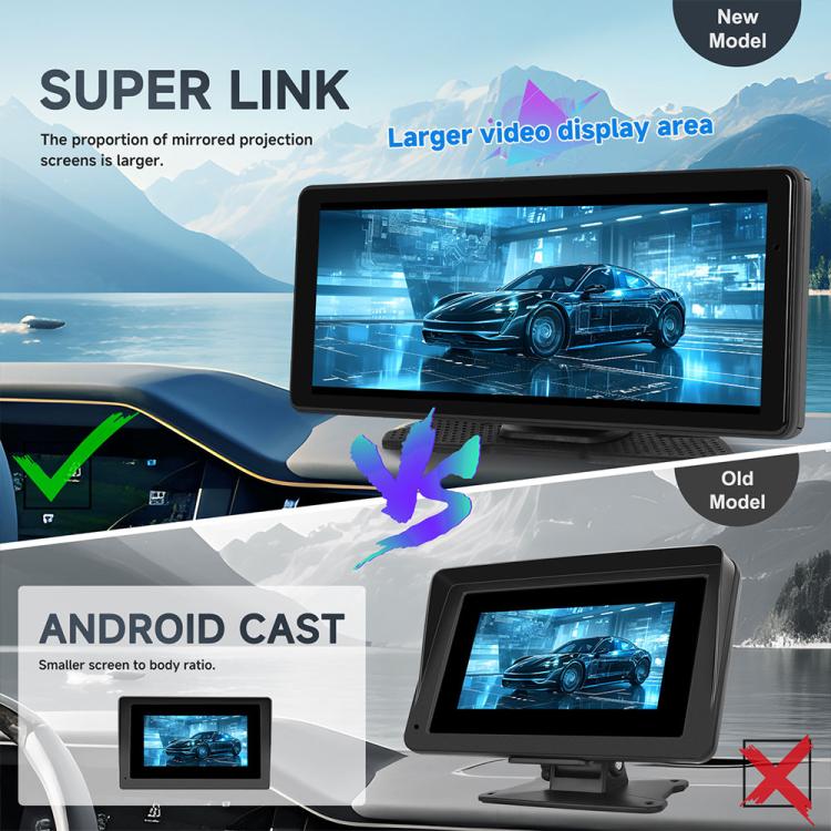 8.1-inch portable car navigation screen with blue video playback on the display