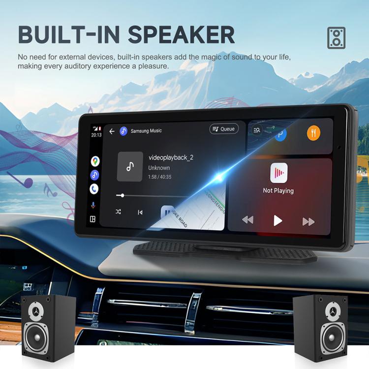 8.1-inch car navigation screen with built-in speaker system and music playback UI