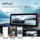Portable car navigation touchscreen showing AirPlay screen casting for iPhone.