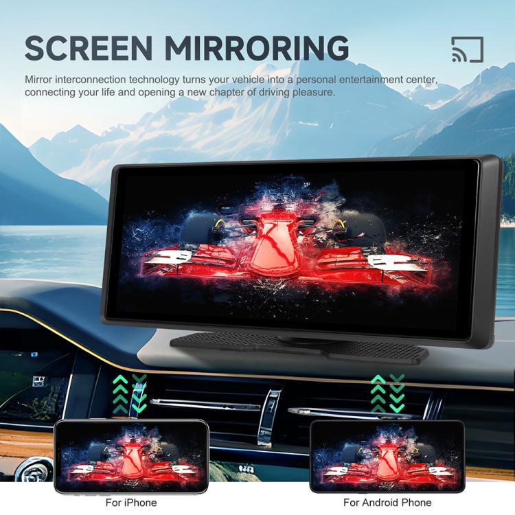 Portable car navigation screen with screen mirroring display for iPhone and Android