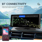 Portable car navigation screen showing Bluetooth connectivity and phone pairing icons