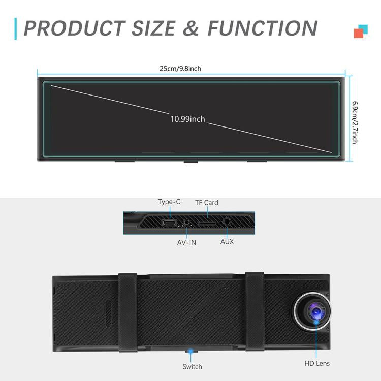 10.99-inch portable navigation screen with compact HD camera lens and wiring diagram