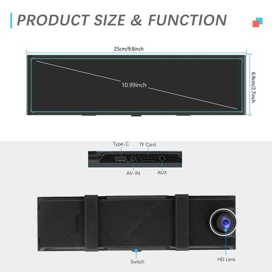 10.99 inch 4K Center CarPlay Auto Car Portable Navigation Screen, Standard, Standard+Reversing Camera