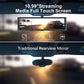 In-car touchscreen display with rearview mirror style mount and video playback view