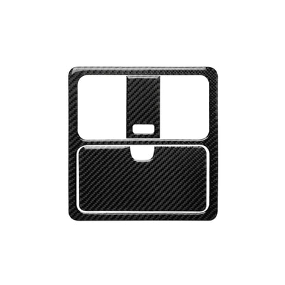Carbon fiber-look reading light trim sticker with rectangular cutout and rounded edges