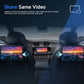 Black 7-inch dual-DIN car MP5 player touchscreen showing split video playback