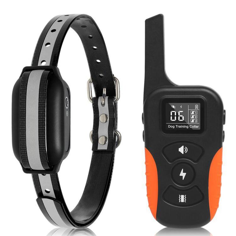 Pet dog training collar receiver and black orange remote with adjustable neck strap