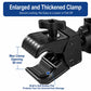 Car cup holder clamp with thick base and black armrest mount, max opening shown