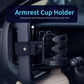 Armrest cup holder with black expandable cradle and adjustable clamp