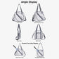 White and navy tennis bag with multiple views: front, side, back, and shoulder strap display