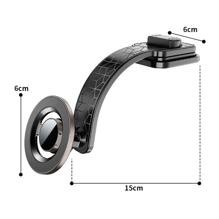 Car magnetic phone holder with vent clip and circular magnet plate, black and silver.