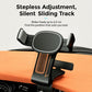 Rail-mount phone holder on sliding track with circular phone clamp