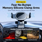 Car dashboard rail phone holder with anti-slip silicone clamp arms