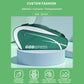 Green tennis and badminton racquet bag with white stripe, front zip, and carry handle