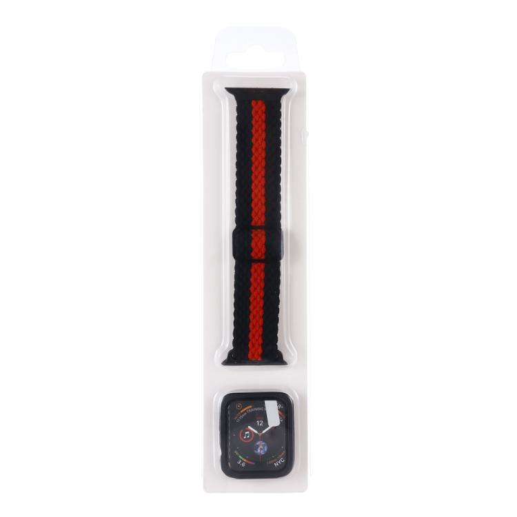 Adjustable Striped Woven Nylon Watch Band + Watch Case Set, For Apple Watch Series 9 / 8 / 7 41mm