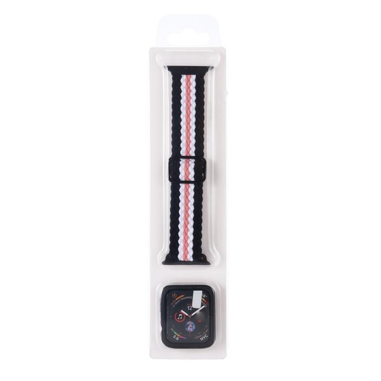 Adjustable Striped Woven Nylon Watch Band + Watch Case Set, For Apple Watch Series 9 / 8 / 7 41mm