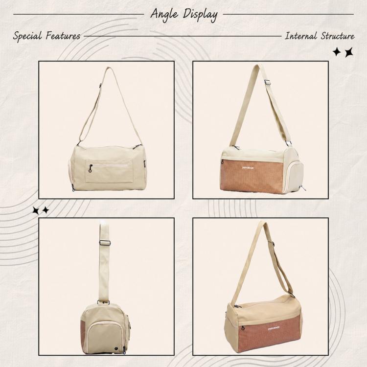 Crossbody gym handbag angle views in multiple colors with zip closure and top straps