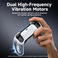 White wireless game controller with textured center pad and rumble handle grips
