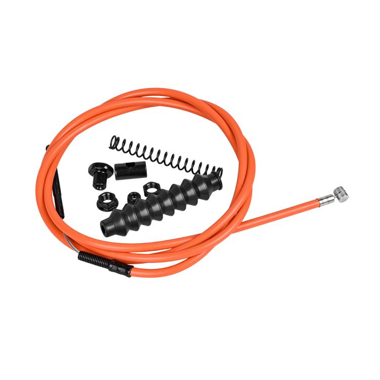 Electric scooter brake cable kit: orange wire with black housing, spring, and connectors