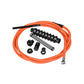 Electric scooter brake cable kit with orange line, coiled spring, black adjuster and clamps