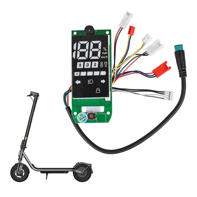 Electric scooter dashboard display circuit board with cable harness and speed display