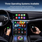 Black AI Box adapter in vehicle interior with hands using phones and displays
