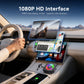 Black AI Box adapter on car console with 1080P interface on screens